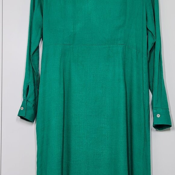 Rachel Zoe Wrap Dress Women's Size 6 Green Linen Blend Long Sleeves - Picture 8 of 12